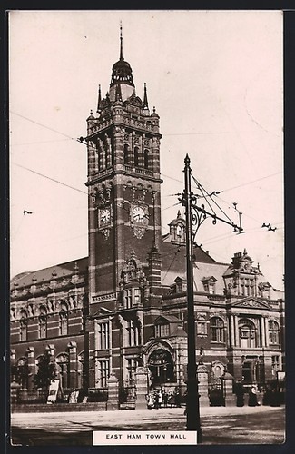 East ham municipio cartolina - east, municipio,